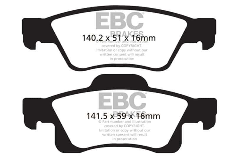 EBC — EBC 11+ Dodge Durango 3.6 Yellowstuff Rear Brake Pads
Disc Brake Pad - view 1