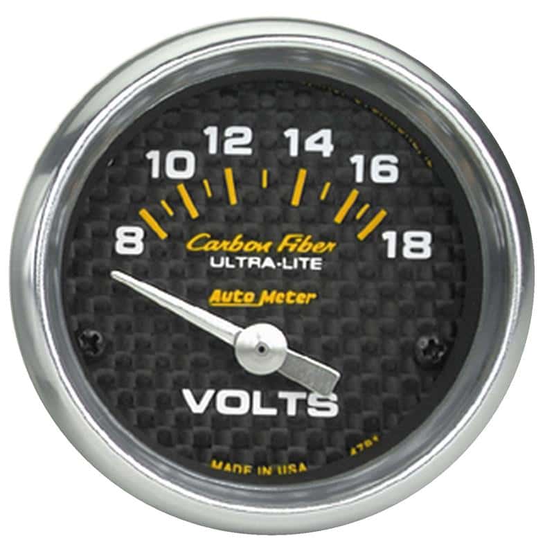 AutoMeter — Autometer Carbon Fiber 52mm 8-18 Volt Electronic Volt meter
GA 2" VOLT CF - view 1