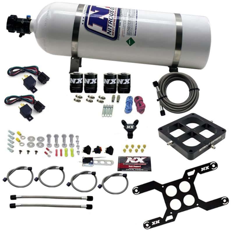 Nitrous Express — Nitrous Express Dry Quad Stage Billet Crossbar Plate System 100-2000hp (4500 Flange) w/15lb Bottle
Injection System Kit - view 1
