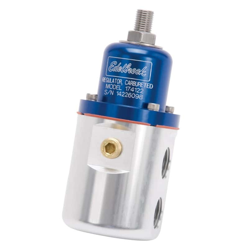 Edelbrock — Edelbrock Fuel Pressure Regulator Carbureted 160 GPH 5-10 PSI 3/8In In/Out Returnless Blue/Clear
PUMPS - view 3