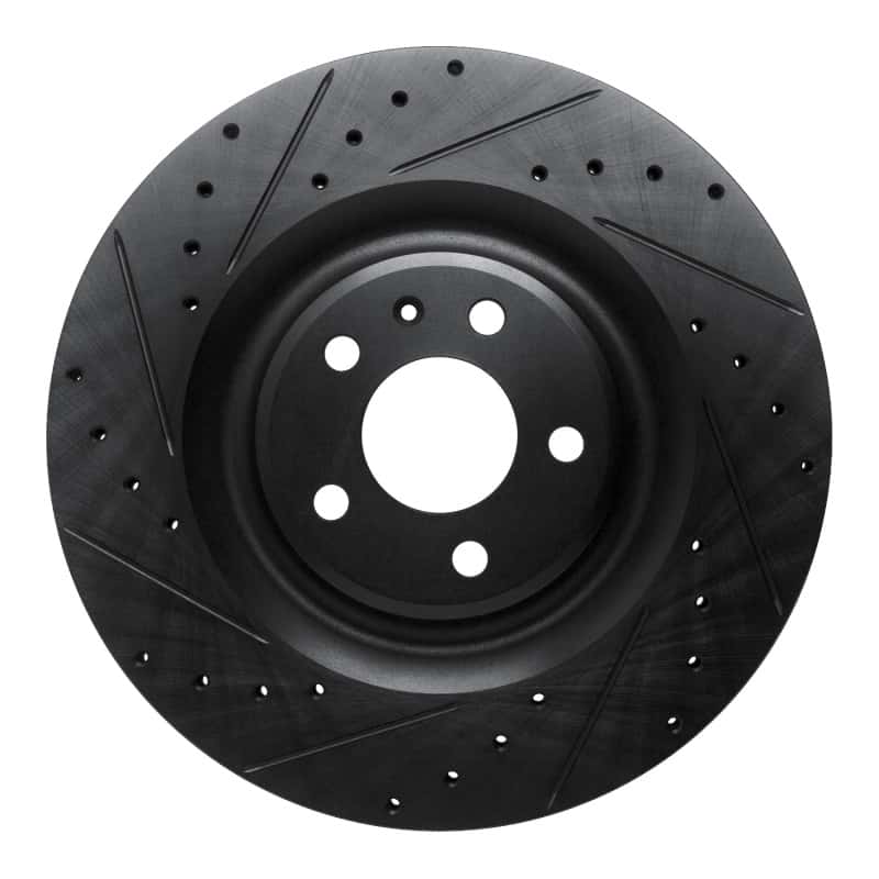 R1 Concepts — R1 2017-2025 Audi Q8 e-Tron Sportback Rear Left Drilled & Slotted Black Brake Rotor
R1 Brake Rotor Drill - view 1