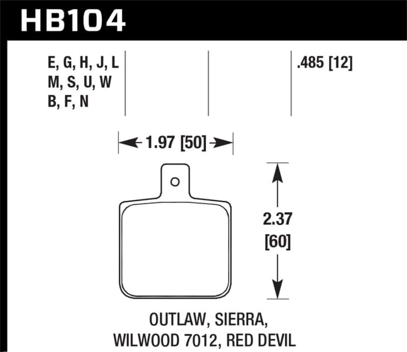 Hawk Performance — Hawk Wilwood DL Single Outlaw w/0.156in Center Hole DTC-30 Race Pads
Disc Brake Pad - view 2