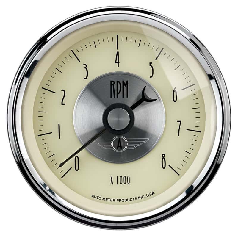 AutoMeter — AutoMeter Gauge Tachometer 3-3/8in. 8K RPM In-Dash Prestige Antique. Ivory
3-3/8" TACH, 8,000 R - view 2