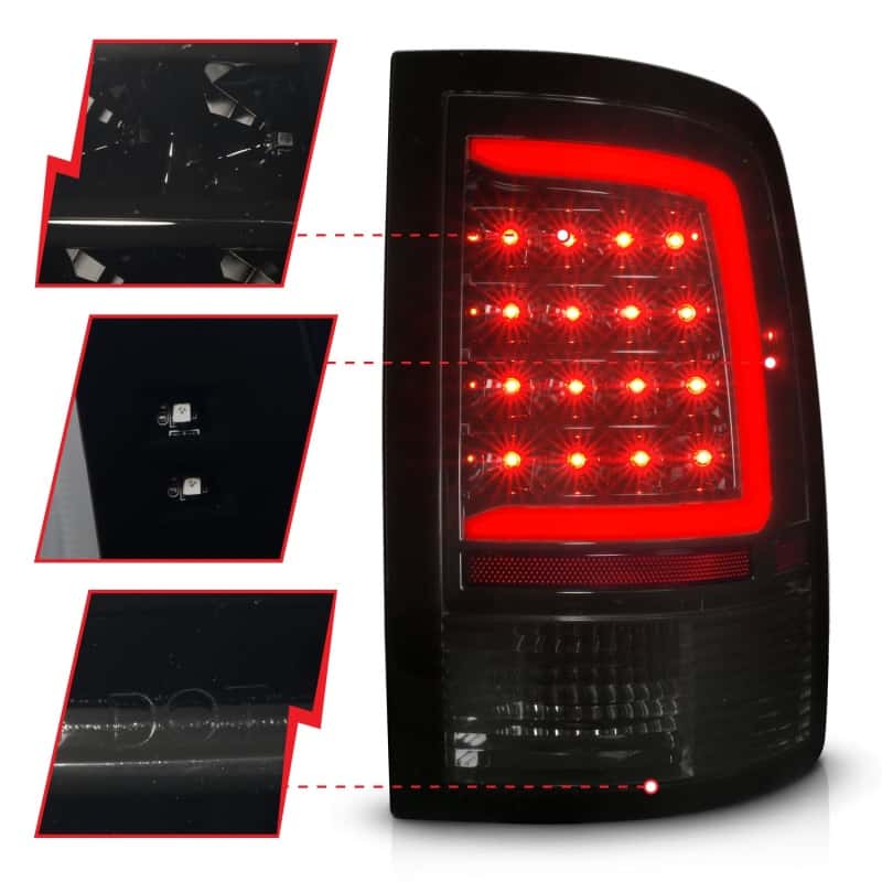 ANZO — ANZO 09-18 Dodge Ram 1500 Full LED Taillights w/ Sequential Black Housing/Smoke Lens
Tail Light Set - view 4