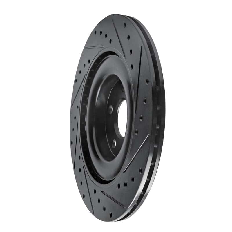 R1 Concepts — R1 16-26 Polestar Polestar 2 Rear Left Drilled & Slotted Black Brake Rotor
R1 Brake Rotor Drill - view 2
