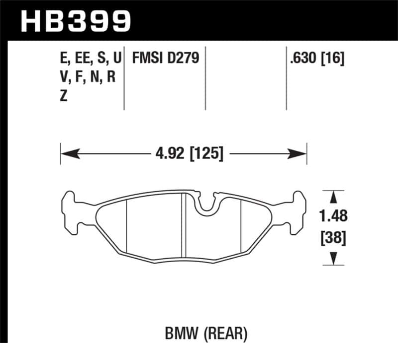 Hawk Performance — Hawk 91 BMW 318i E30 All DTC-70 Rear Brake Pads
Disc Brake Pad - view 3
