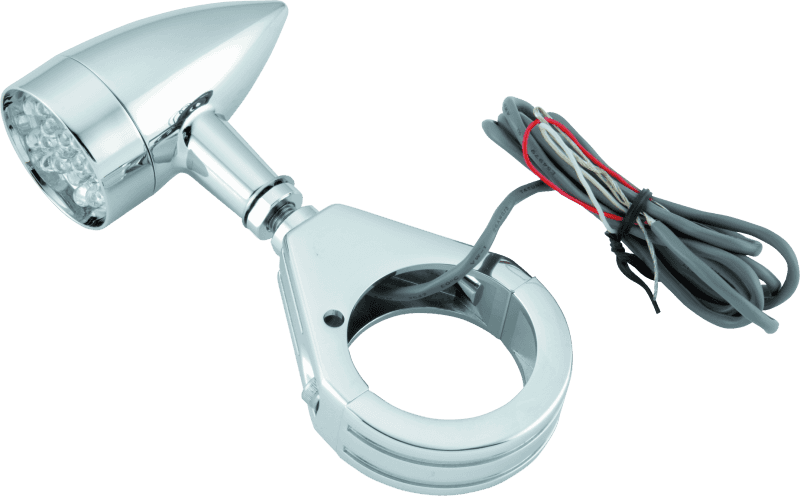 Bikers Choice — Bikers Choice Chrome Mini LED Turn Signals W/ 41 MM Clamp Universal Custom Pr - view 1