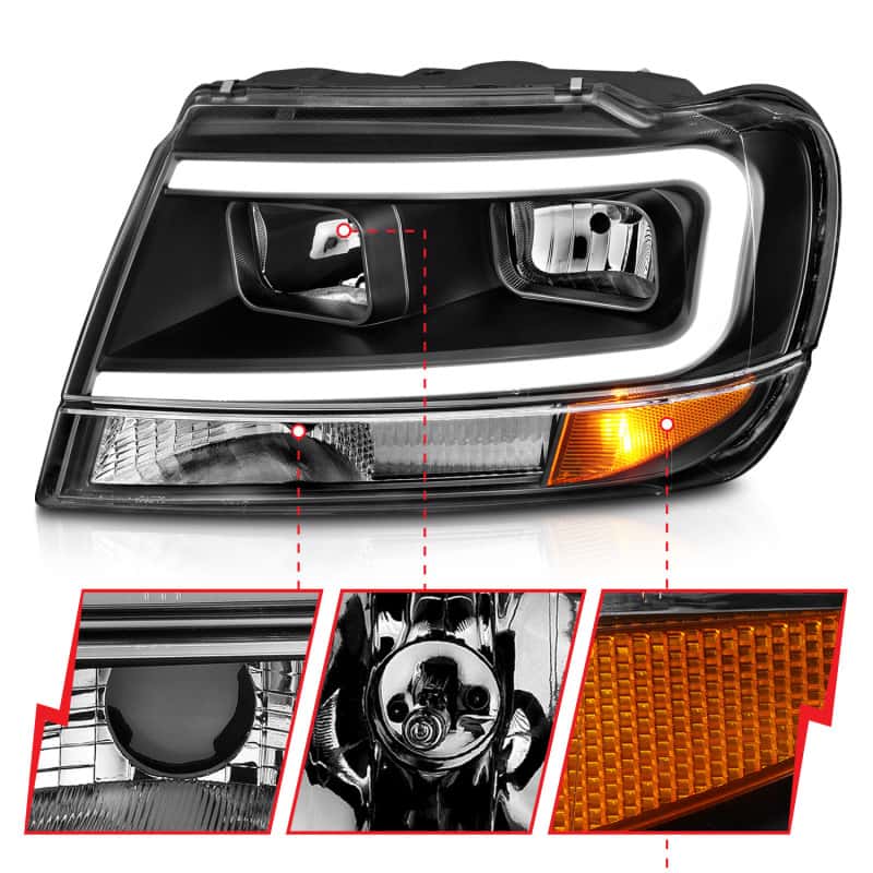 ANZO — ANZO 99-04 Jeep Grand Cherokee Crystal Headlights - w/ Light Bar Black Housing
Head Light Set
HdLtSet - view 9