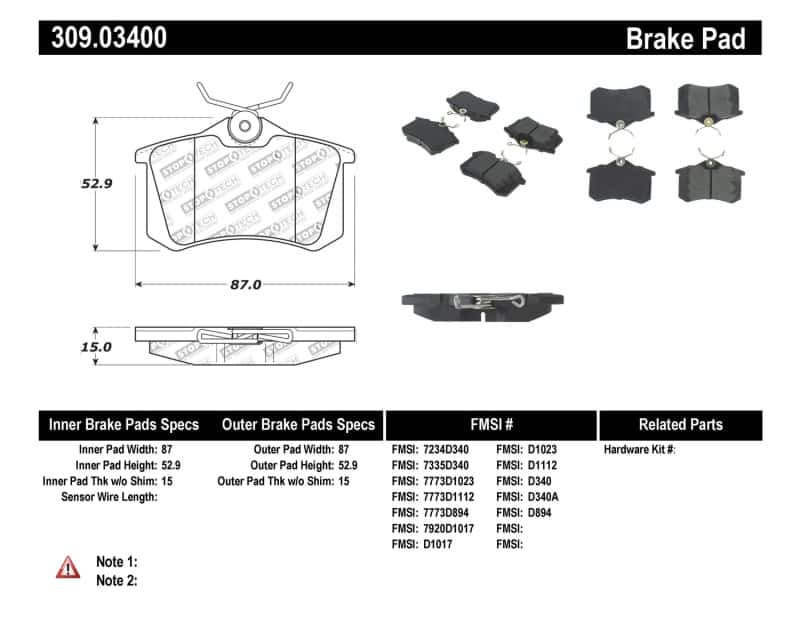 Stoptech — StopTech 02-08 Audi A4 Quattro / 2/99-02 Audi S4 / 93-10 VW Golf GL/GLS Performance Rear Brake Pads
Sport Brake Pad - view 7