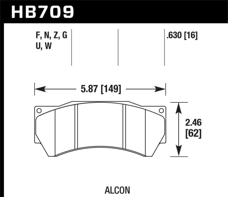 Hawk Performance — Hawk Performance Alcon Mono 6, Model 4497 DTC-70 Race Brake Pads
Disc Brake Pad - view 2