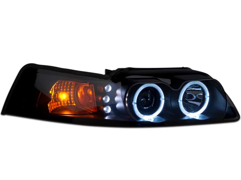 Raxiom — Raxiom 99-04 Ford Mustang Dual LED Halo Projector Headlights- Black Housing (Smoked Lens)
Headlights - view 4