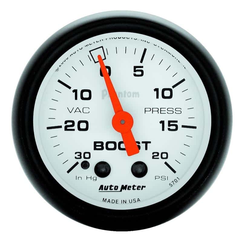 AutoMeter — Autometer Phantom 52mm 30in HG.-Vac/20PSI Mechanical Vacuum/Boost Gauge
2" BOOST-VAC, 30" - view 1