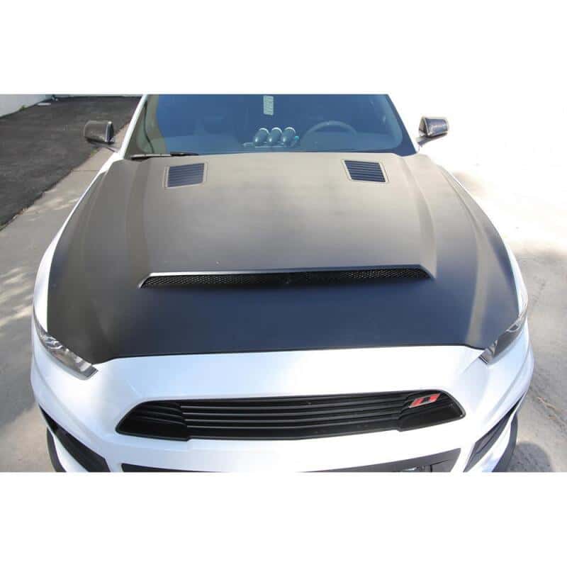 Anderson Composites — Anderson Composites 2015-2017 Ford Mustang (Excl. GT350/GT350R) Super Snake Style Hood Fiberglass - view 5