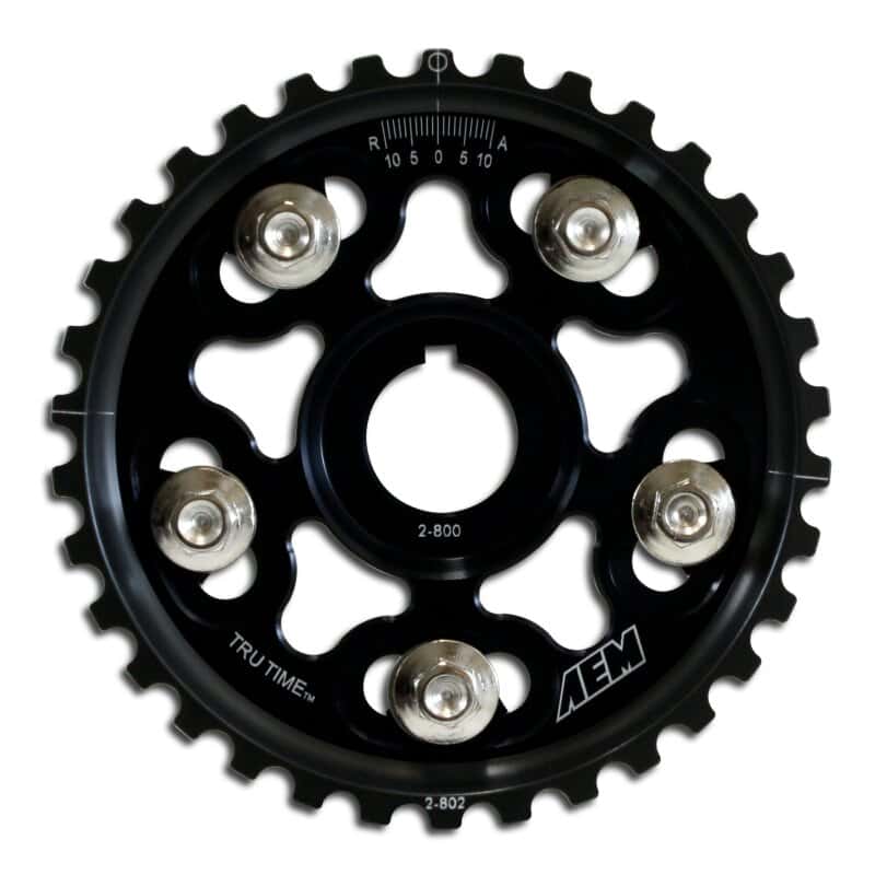 AEM — AEM 90-91 Acura Interga RS LS GS & GSR/ 99-00 Honda Civic Si Black Tru-Time Cam Gear
Adjustable Cam Gears
Tru-Time Cam Gear - view 2