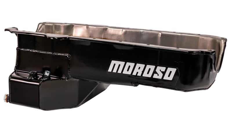 Moroso — Moroso 80-85 Chevrolet SBC (w/Passenger Side Dipstick) Wet Sump 5.5qt 7.5in Steel Oil Pan - Black - view 1
