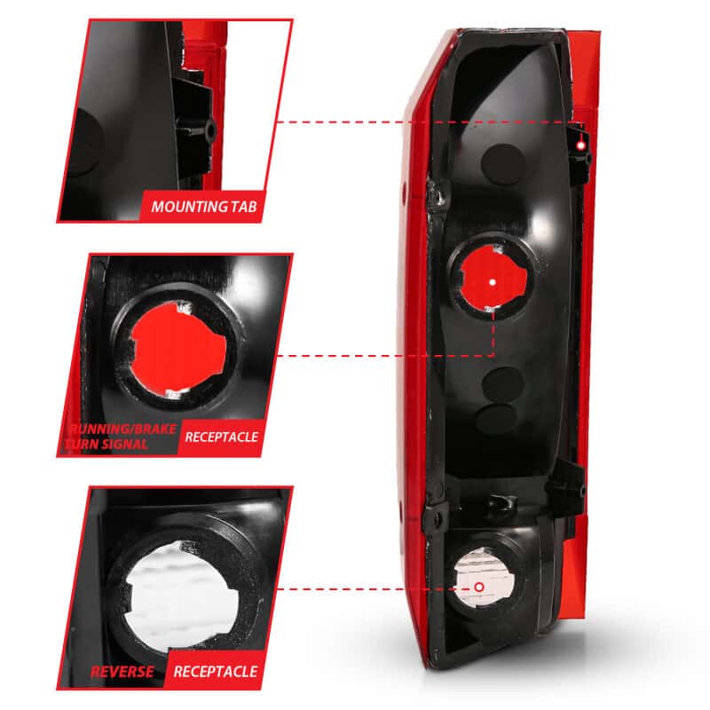 ANZO — ANZO 1992-1996 Ford Bronco Taillight Red/Clear Lens (OE Replacement) - view 8