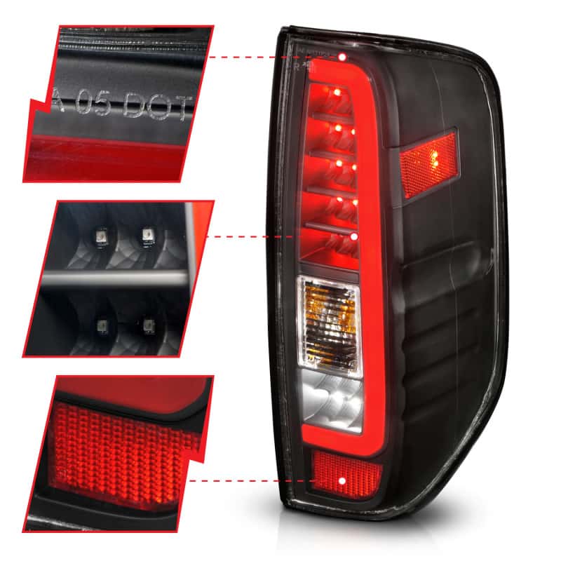ANZO — ANZO 2005-2021 Nissan Frontier LED Taillights Black Housing/Clear Lens - view 9