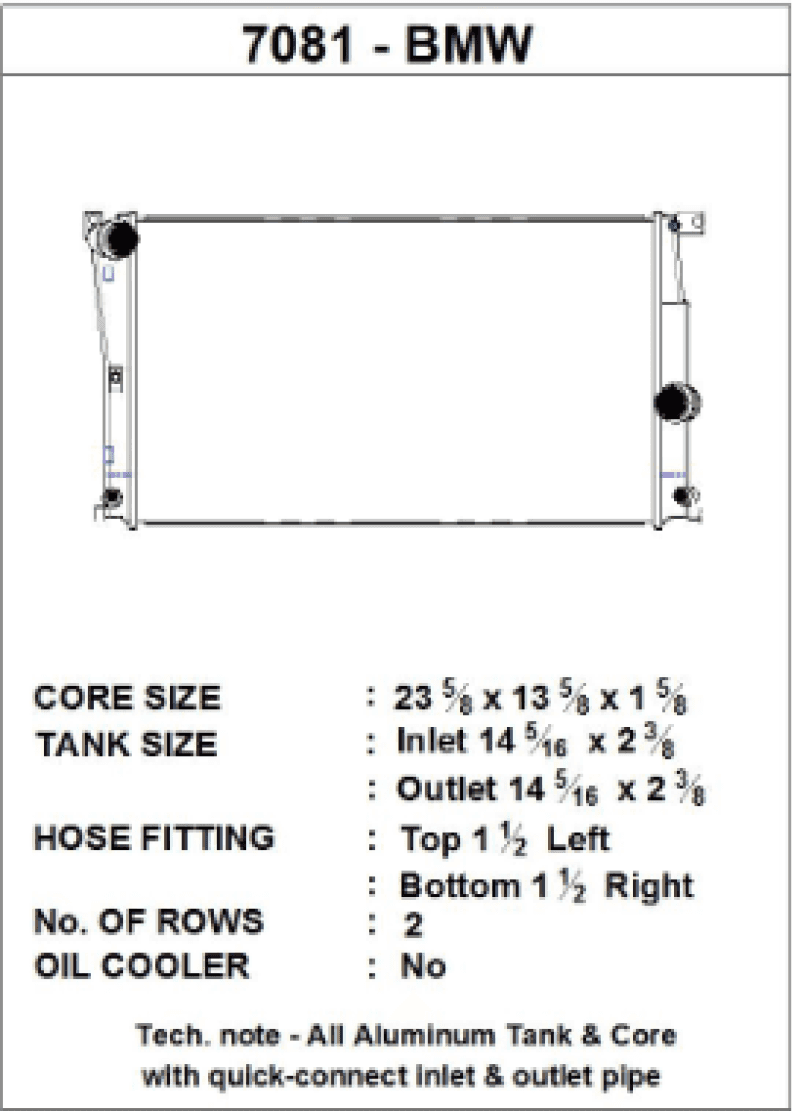 CSF — CSF BMW 2 Series (F22/F23) / BMW 3 Series (F30/F31/F34) / BMW 4 Series (F32/F33/F36) A/T Radiator
CSF Radiator
7081
 - view 1