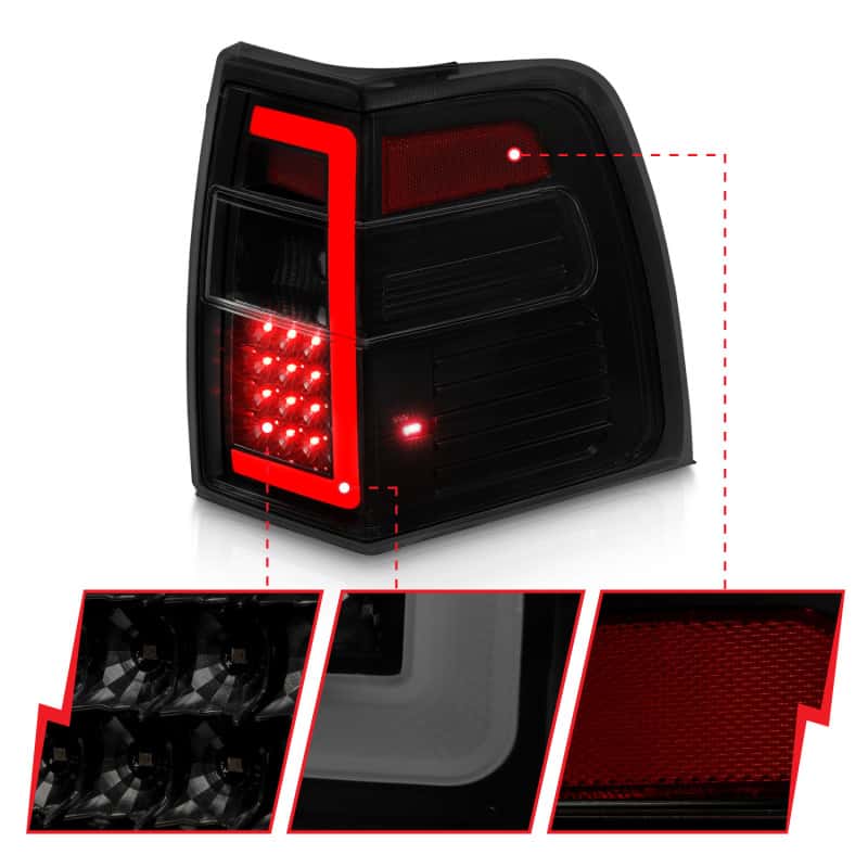 ANZO — ANZO 07-17 Ford Expedition LED Taillights w/ Light Bar Black Housing Smoke Lens - view 10