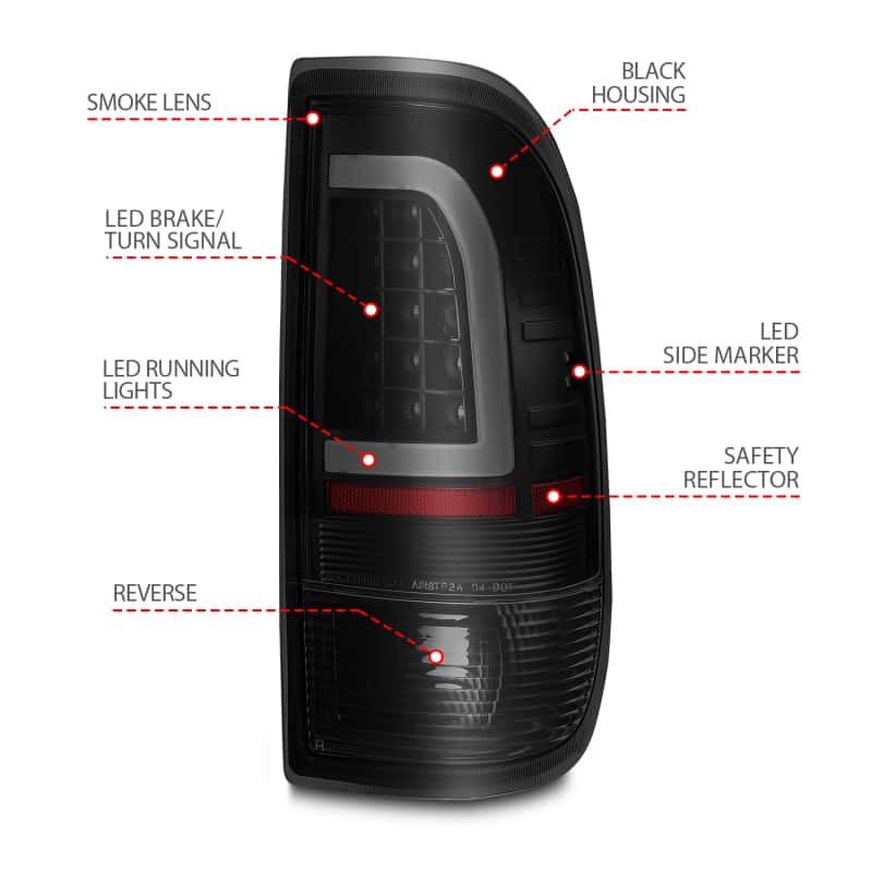ANZO — ANZO 1997-2003 Ford F-150 LED Tail Lights w/ Light Bar Black Housing Smoke Lens
Tail Light Set - view 7