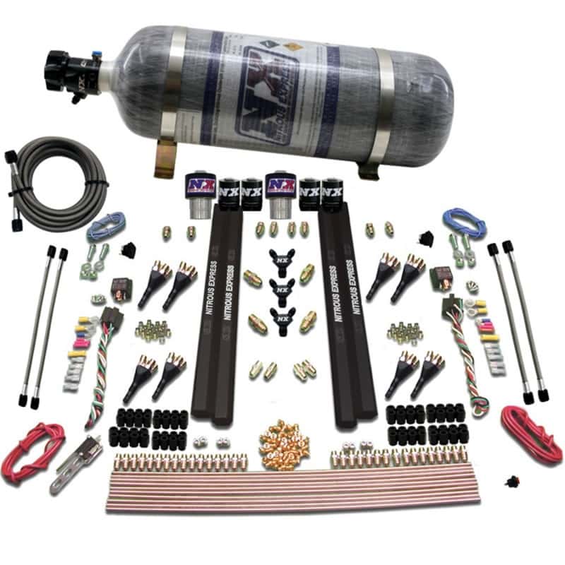 Nitrous Express — Nitrous Express SX2 Dual Stage/Gas/Rails 8 Nozzles Nitrous Kit (200-1200HP) w/Composite Bottle
Injection System Kit
N2OSys - view 1