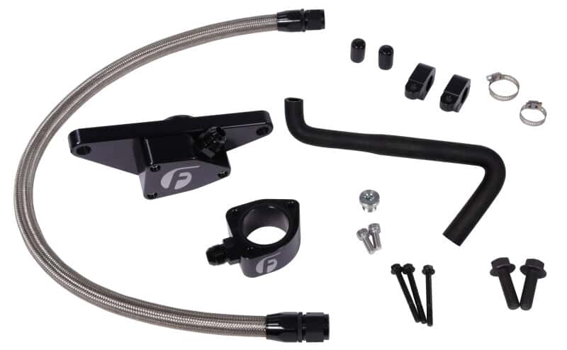 Fleece Performance — Fleece Performance 06-07 Auto Trans Cummins Coolant Bypass Kit w/ Stainless Steel Braided Line
Coolant Bypass Kit - view 1