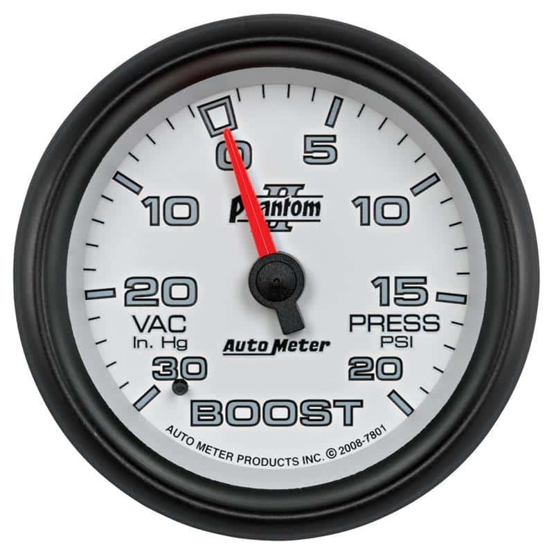 AutoMeter — AutoMeter Gauge Vac/Boost 2-5/8in. 30Inhg-20PSI Mechanical Phantom II
2-5/8" BOOST-VAC, 30 - view 2