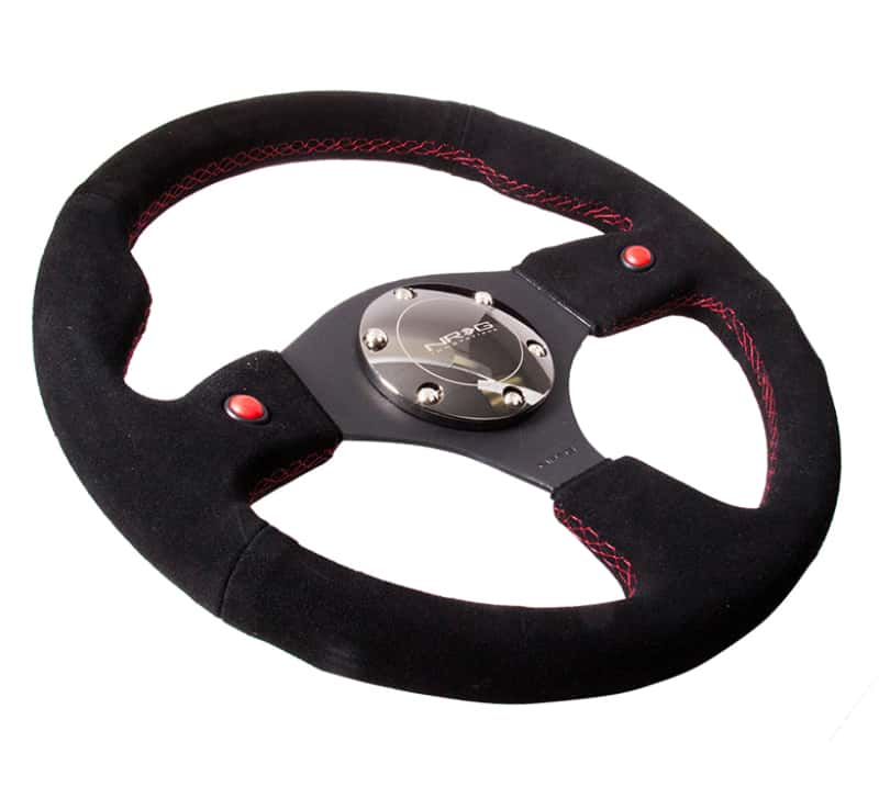 NRG — NRG Reinforced Steering Wheel (320mm) Blk Suede w/Dual Buttons - view 2