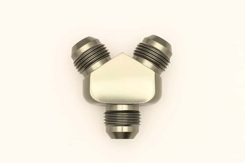 DeatschWerks — DeatschWerks 8AN Male Flare + 8AN Male Flare To 8AN Male Flare Y-Block Fitting - view 3