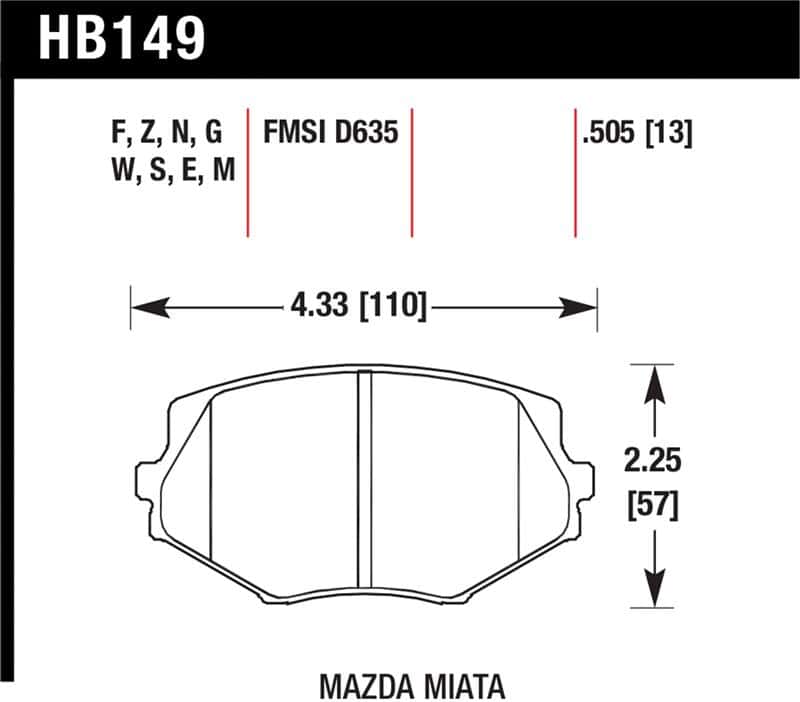 Hawk Performance — Hawk 94-05 Miata / 01-05 Normal Suspension HPS Street Front Brake Pads (D635)
Disc Brake Pad - view 1