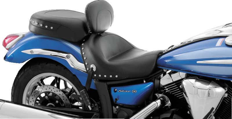 Mustang Motorcycle — Mustang 09-17 Yamaha V-Star 950, 950 Tourer Std Touring 2PC Seat w/Driver Backrest Studs - Black - view 3