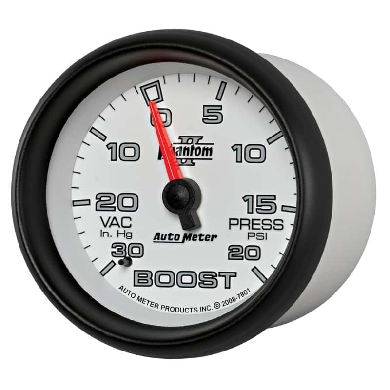 AutoMeter — AutoMeter Gauge Vac/Boost 2-5/8in. 30Inhg-20PSI Mechanical Phantom II
2-5/8" BOOST-VAC, 30 - view 8
