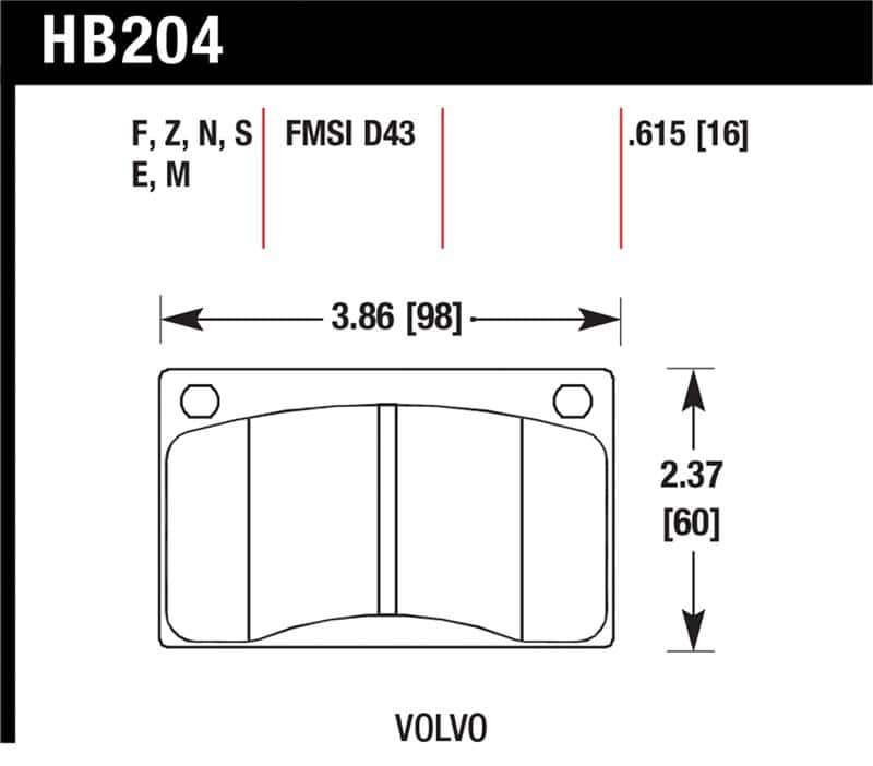 Hawk Performance — Hawk Volvo 142/145/164/240/242/244/245/262/265/1800 Black Race Brake Pads
Disc Brake Pad - view 1