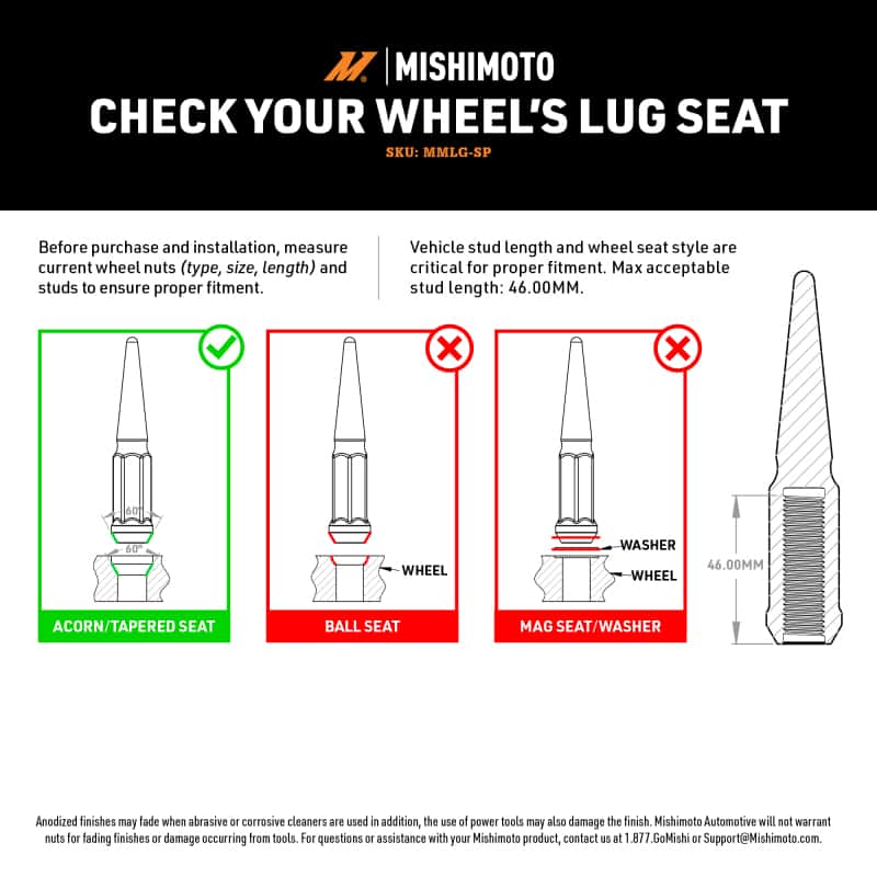 Mishimoto — Mishimoto Steel Spiked Lug Nuts M12x1.5 20pc Set - Gold
Spiked Lug Nuts - view 6