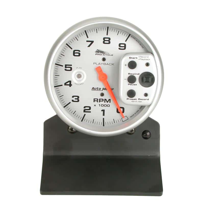 AutoMeter — Autometer Pro-Cycle Gauge Tach 5in 9K Rpm Pedestal W/ Rpm Playback Silver Pro-Cycle
5" 9KRPM PB PC SLVR - view 2