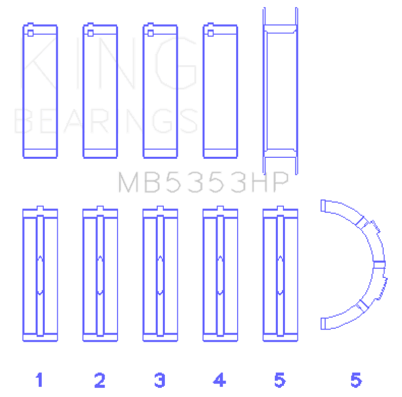 King Engine Bearings — King Engine Bearings Ford 281 4.6L SOHC 16V Performance Main Bearing Set - Oversize .026
Engine Bearing - view 2