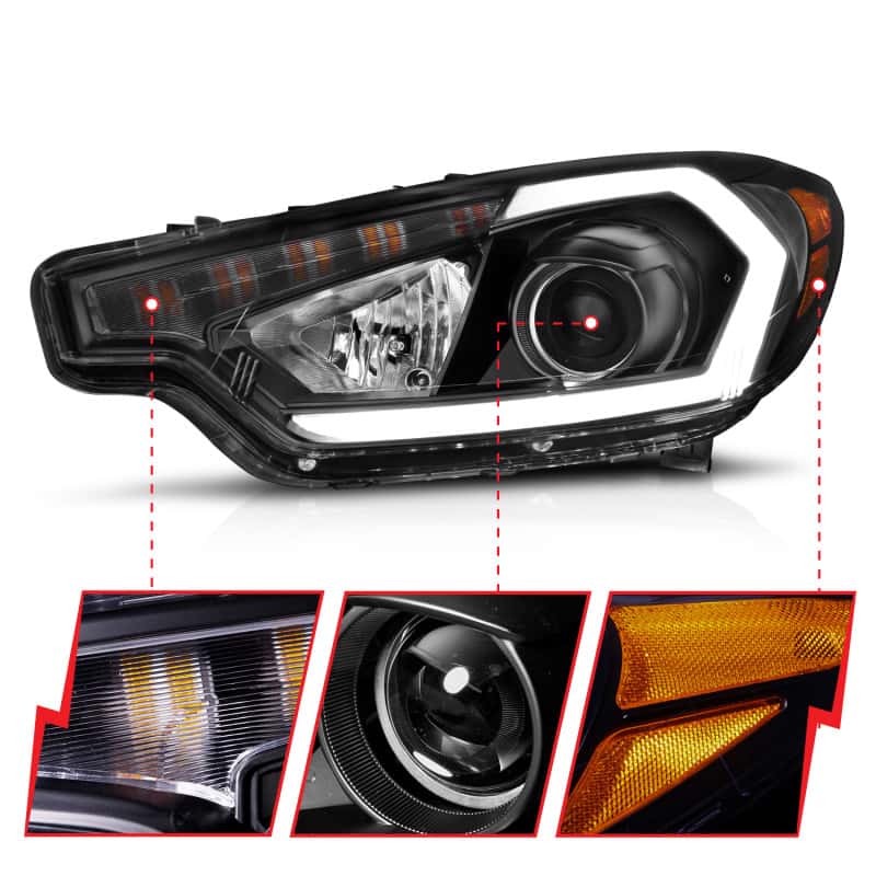 ANZO — ANZO 2014-2016 Kia Forte Projector Headlights w/ Light Bar Black Housing w/ DRL
Head Light Set
HdLtSet - view 4