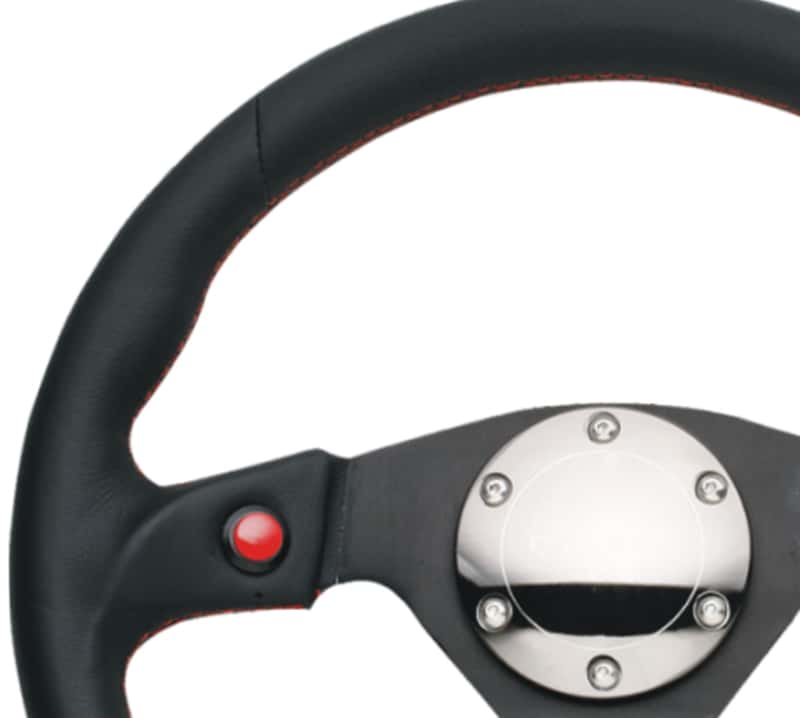 NRG — NRG Reinforced Steering Wheel (320mm) Blk Leather w/Dual Buttons - view 4