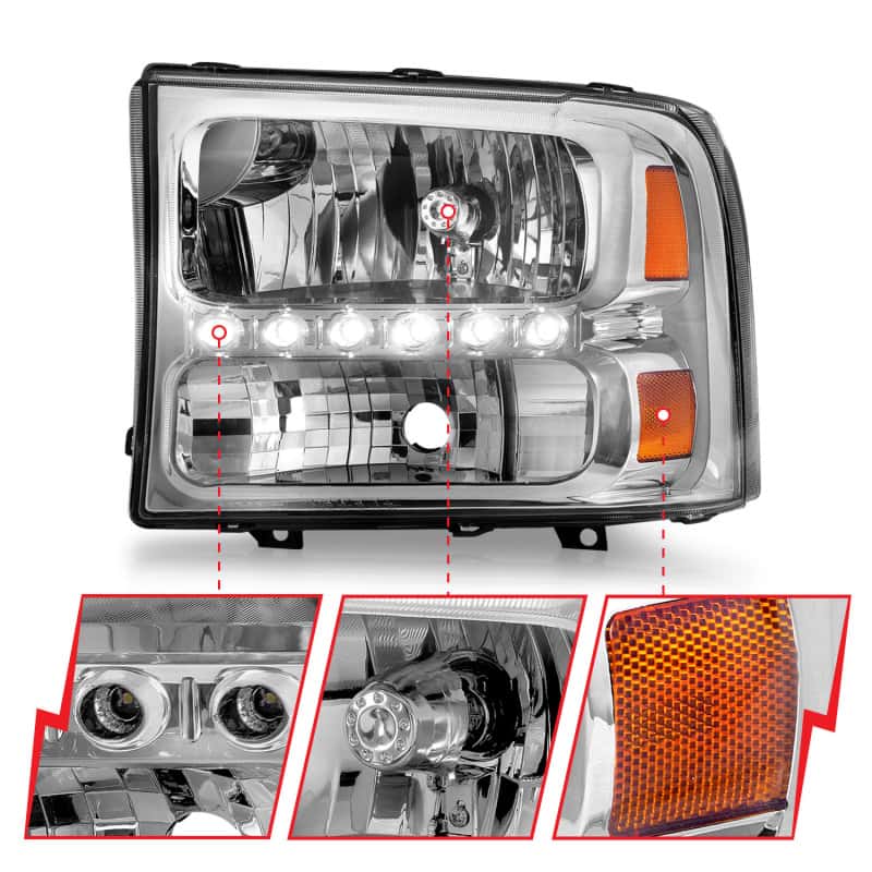 ANZO — ANZO 2000-2004 Ford Excursion Crystal Headlights Chrome w/ LED 1pc
Head Light Set
HdLtSet - view 4
