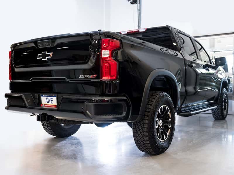 AWE Tuning — AWE Tuning 22-23 GMC Sierra 1500 AT4X 6.2L 0FG Catback Split Dual (Flat Bumper) - Bashguard(No Tips)
0FG Catback - view 3