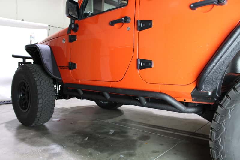 Fishbone Offroad — Fishbone Offroad 07-18 Jeep JK 4 Door Wrangler JK Steel Rock Sliders - Blk Textured Powdercoat - view 8
