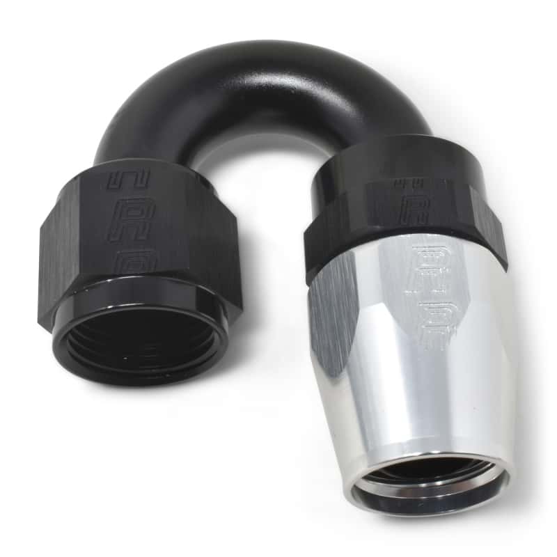Russell — Russell Performance -8 AN Black/Silver 180 Degree Tight Radius Full Flow Swivel Hose End
Hose Fitting - view 4