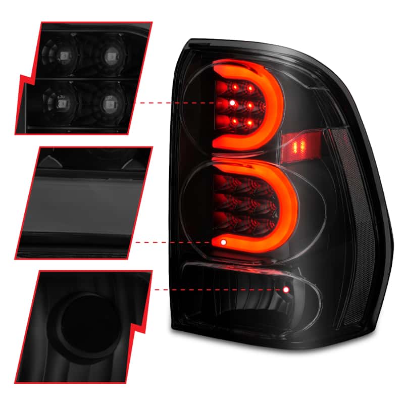 ANZO — ANZO 2002-2009 Chevrolet Trailblazer LED Tail Lights w/ Light Bar Black Housing Smoke Lens - view 4