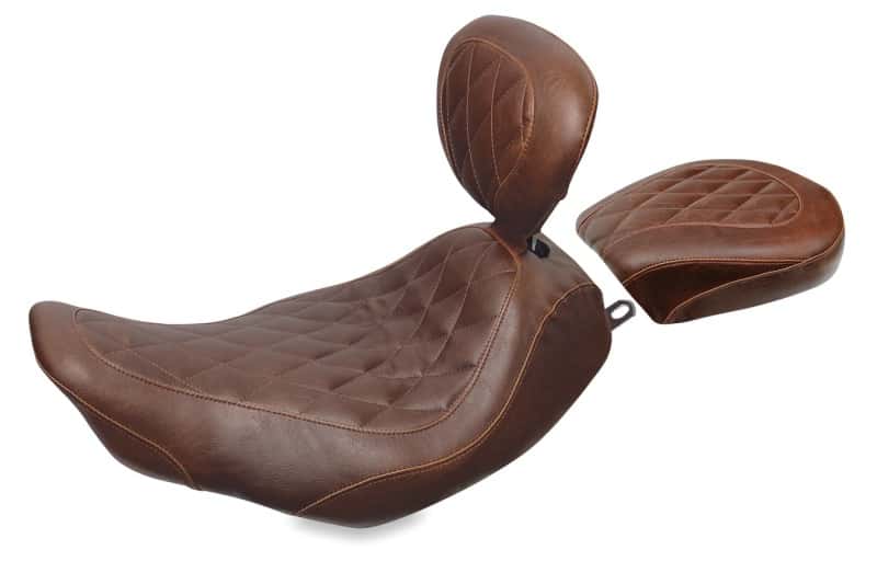 Mustang Motorcycle — Mustang 97-07 Harley Rd King, 06-07 Str Glide, 00-05 Eagle Wide Tripper Solo Seat w/DBR - Brown - view 1
