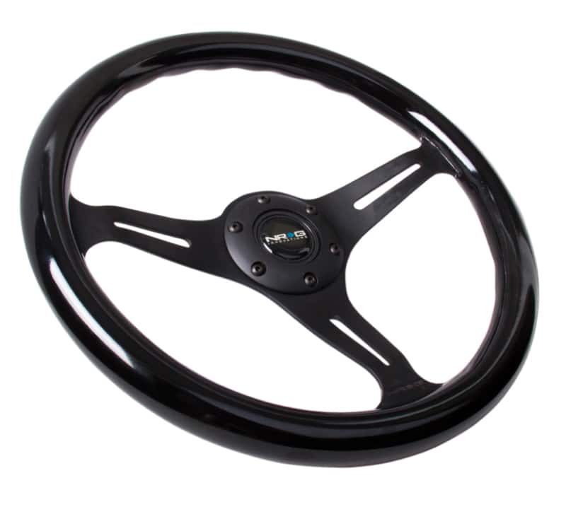 NRG — NRG Classic Wood Grain Steering Wheel (350mm) Black Paint Grip w/Black 3-Spoke Center - view 2