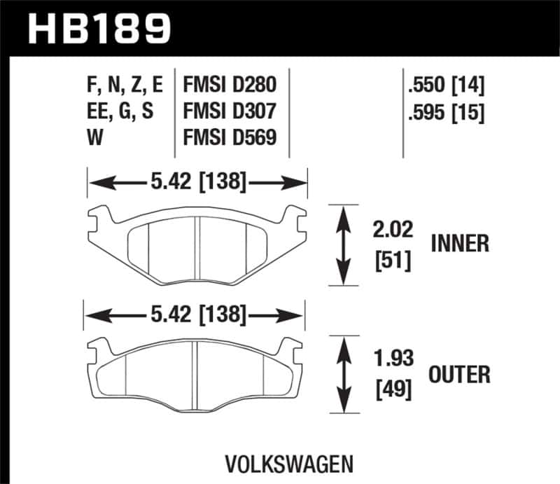 Hawk Performance — Hawk Blue 9012 Brake Pads Volkswagen
Disc Brake Pad - view 2