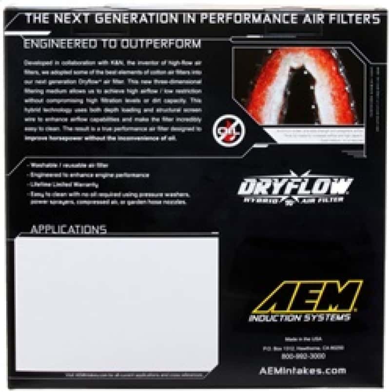 AEM Induction — AEM 10 Dodge Ram 2500/3500 6.7L L6 DSL 11in L x 9.75in W x 6.5in H Replacement DryFlow Air Filter
AEM DryFlow Air Filt
Air Filter - view 4