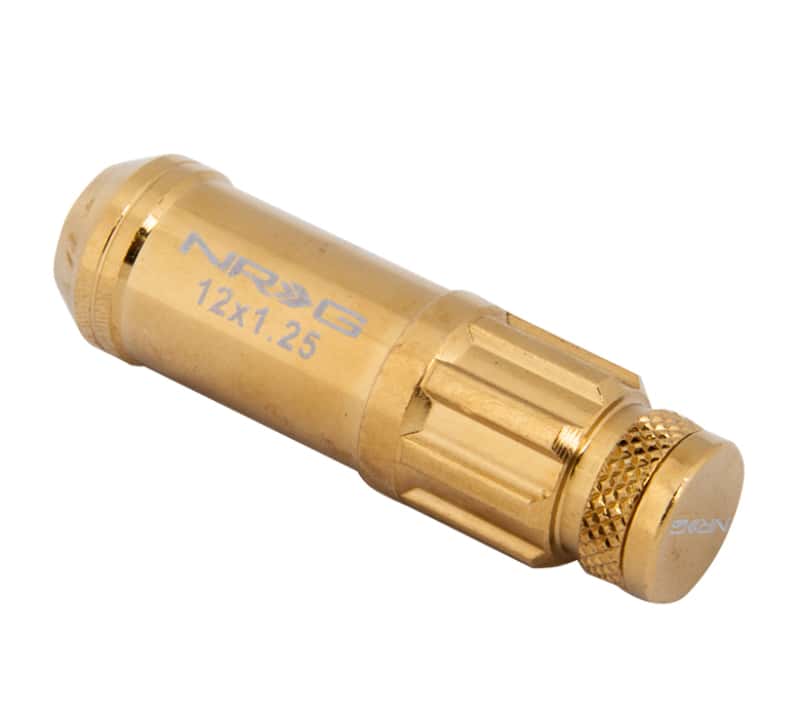 NRG — NRG 700 Series M12 X 1.25 Steel Lug Nut w/Dust Cap Cover Set 21 Pc w/Locks & Socket - Chrome Gold - view 6