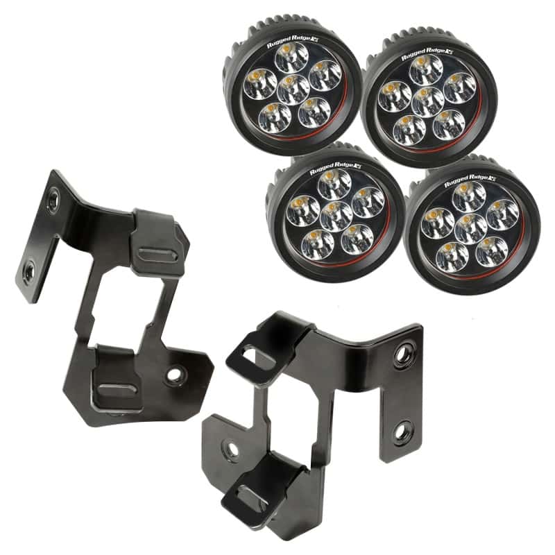 Rugged Ridge — Rugged Ridge 07-18 Jeep Wrangler JK Semi-Gloss Black Round A-Pillar LED Light Mount Kit
OFFROAD_LIGHTING
OrdRacingLampKt - view 1