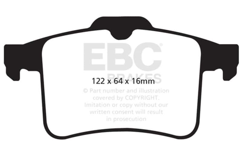 EBC — EBC 10-15 Jaguar XF 5.0 Supercharged (470) Redstuff Rear Brake Pads
Disc Brake Pad - view 1